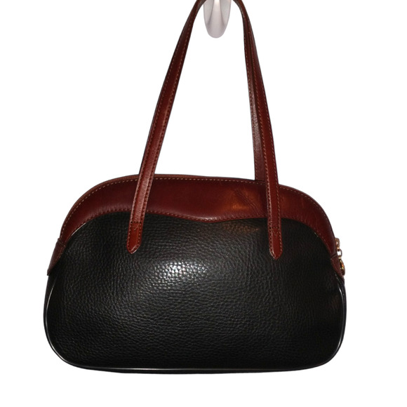 La Tour Eiffel 1887 Black Brown Pebbled Shoulder Bag Handbag Gold Hardware - Picture 7 of 16